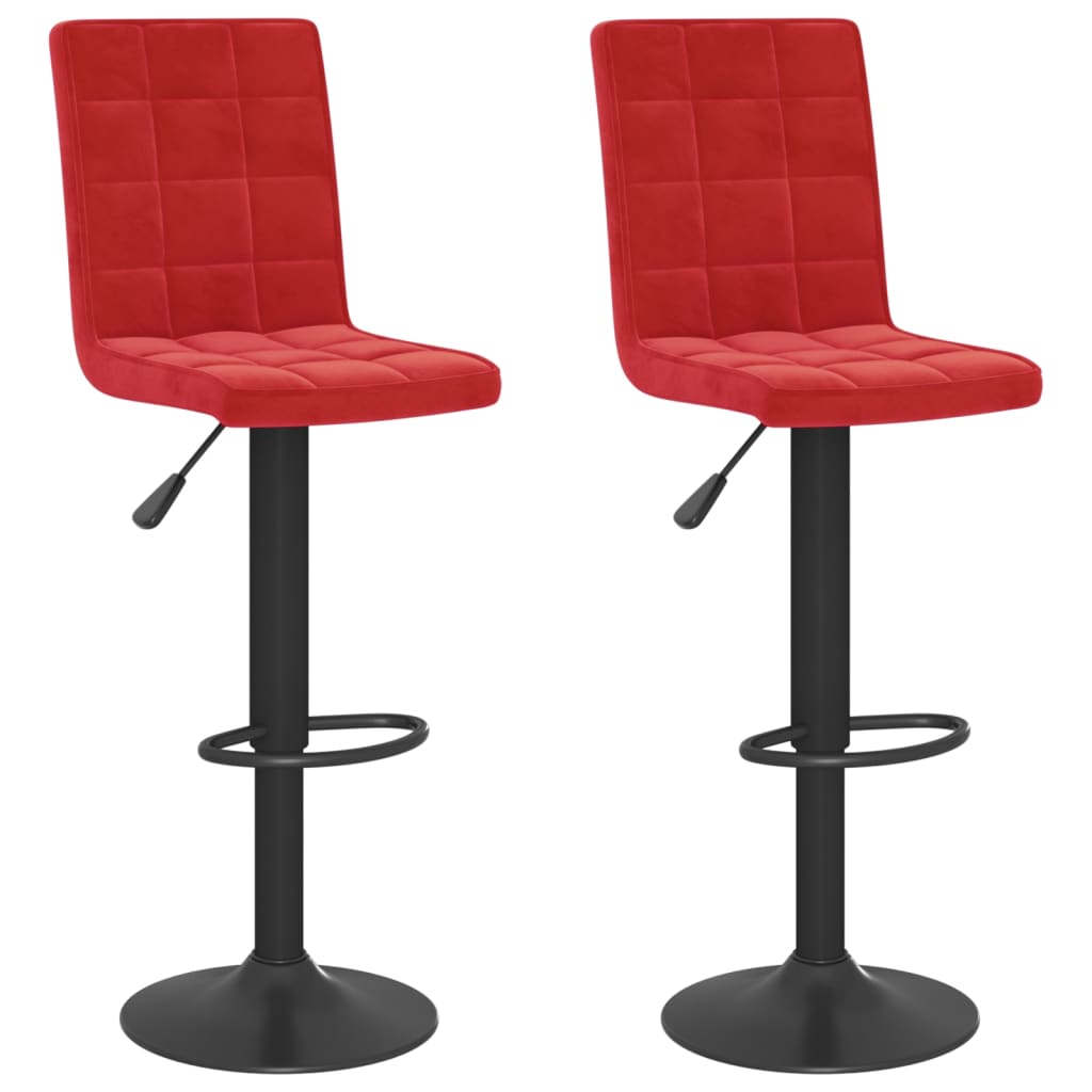 Vidaxl bancos de bar 2 pcs veludo vermelho tinto