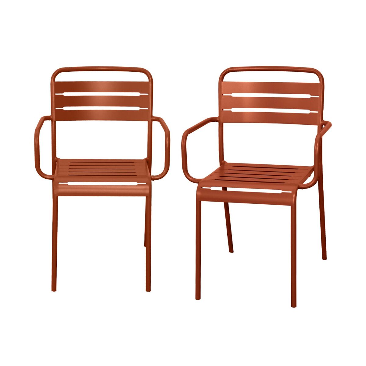Cadeira de jardim em acier, set de 2, amelia, terracota, 50.4x53x79.5 cm
