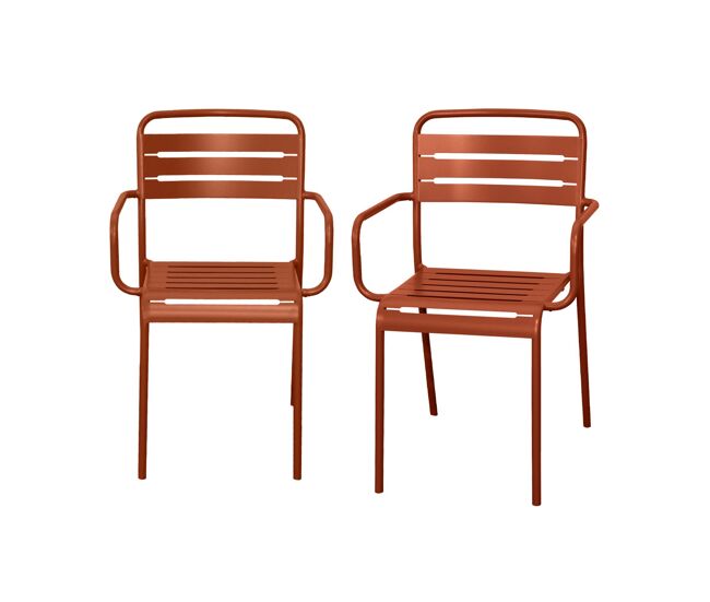 Cadeira de jardim em acier, set de 2, amelia, terracota, 50.4x53x79.5 cm