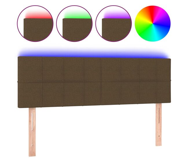 Vidaxl cabeceira de cama c/ luzes led tecido 144x5x78/88 cm castanho