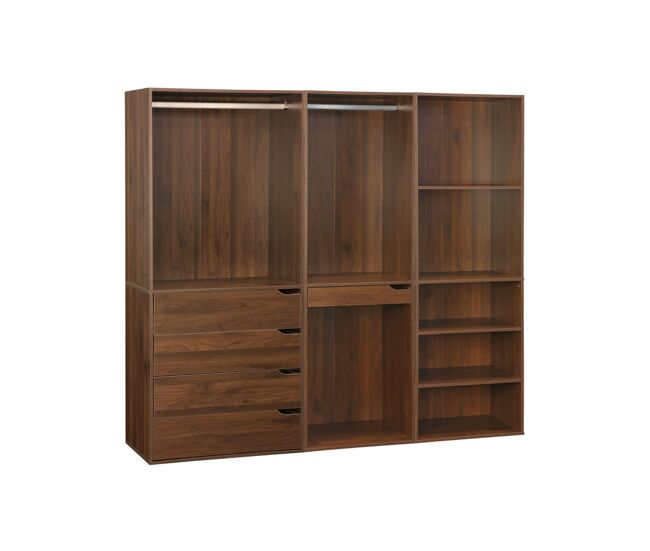 Kit de roupeiro modular com 3 elementos, modulo, madeira de nogueira, 200x45x180 cm