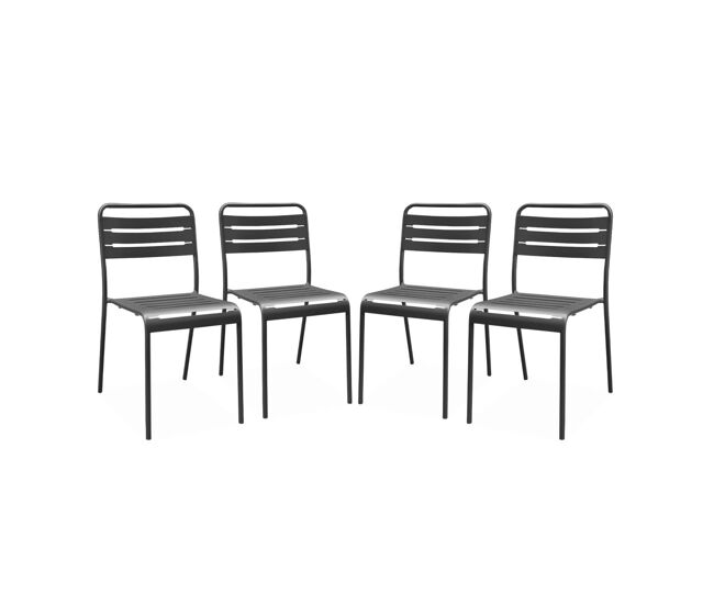 Cadeira de jardim em aço, set de 4, amelia, antracite, 44x52x79 cm
