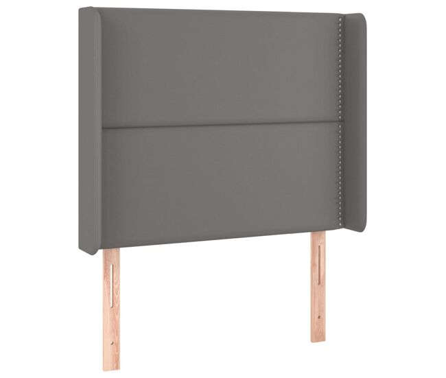 Vidaxl cabeceira cama c/ abas couro artif. 103x16x118/128 cm cinzento