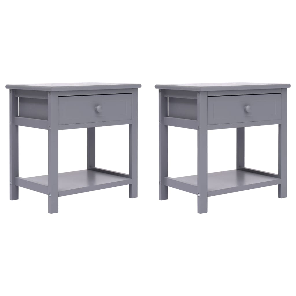 Vidaxl mesas de cabeceira 40x29x42 cm 2 pcs madeira paulownia gris