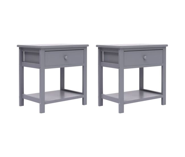 Vidaxl mesas de cabeceira 40x29x42 cm 2 pcs madeira paulownia gris