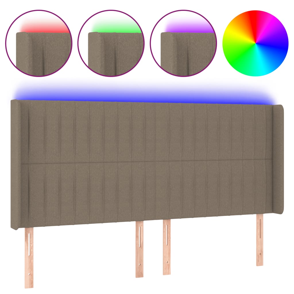 Vidaxl cabeceira cama c/ led tecido 163x16x118/128cm cinza-acastanhado