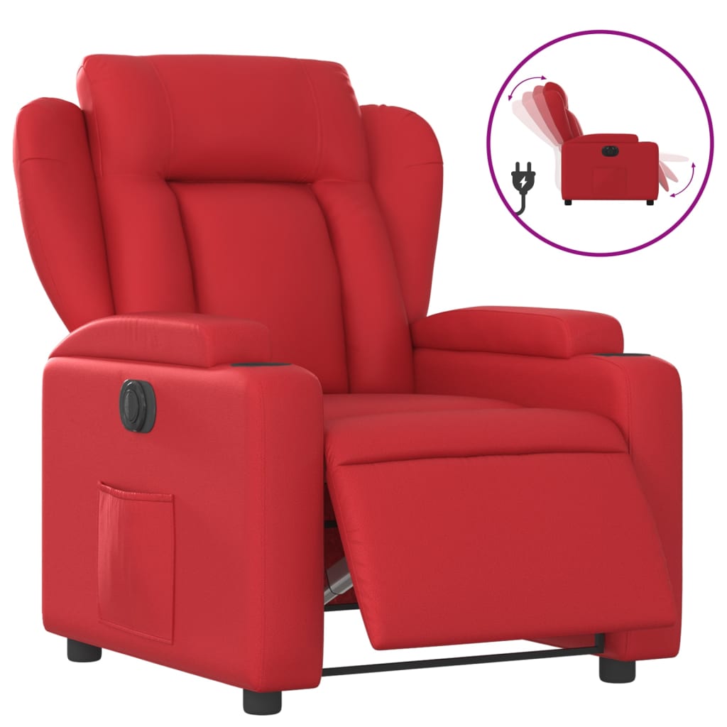 Vidaxl poltrona reclinável elétrica couro artificial vermelho