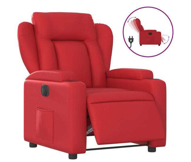 Vidaxl poltrona reclinável elétrica couro artificial vermelho