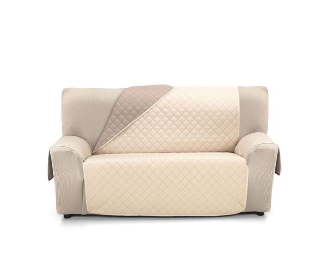 Capa reversível acolchoada para sofá de 4 lugares plus donegal collections nina beige / cuero