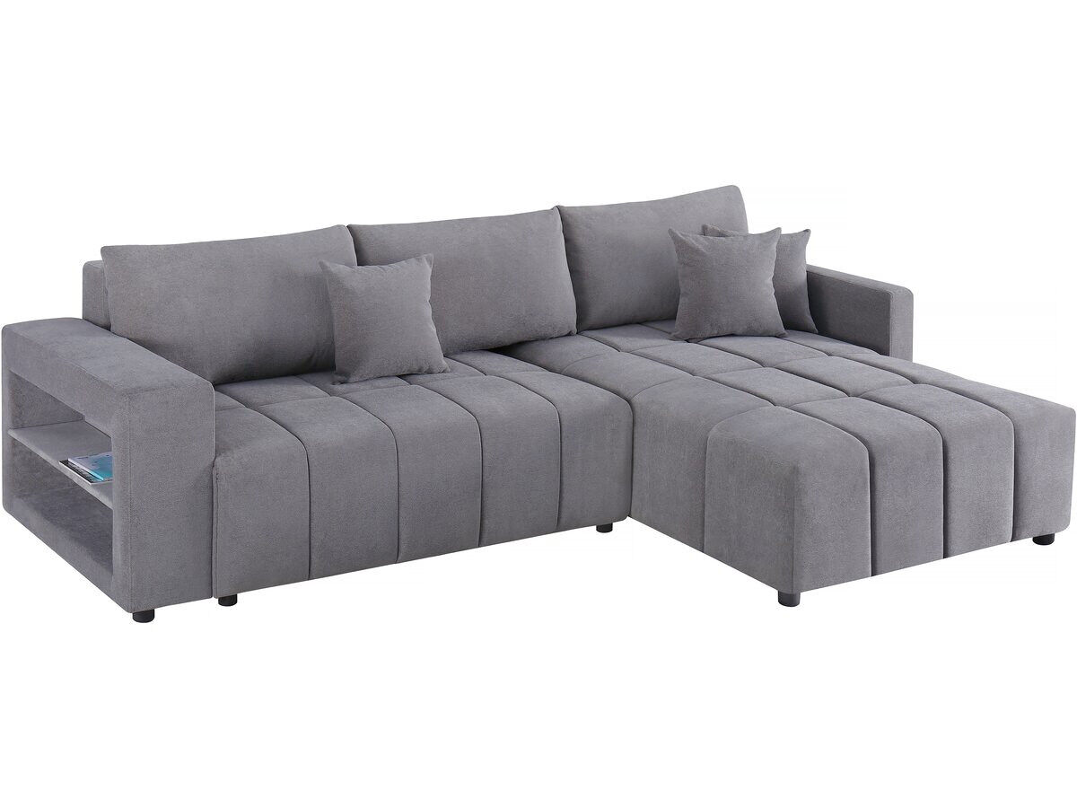 Canapé 3 places convertible d'angle en tissu Chenille - "Trocadéro" - gris