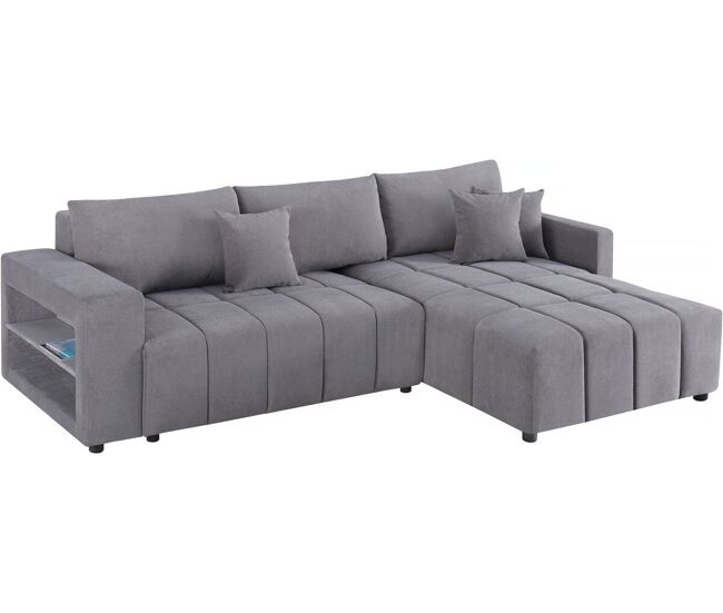Canapé 3 places convertible d'angle en tissu Chenille - "Trocadéro" - gris