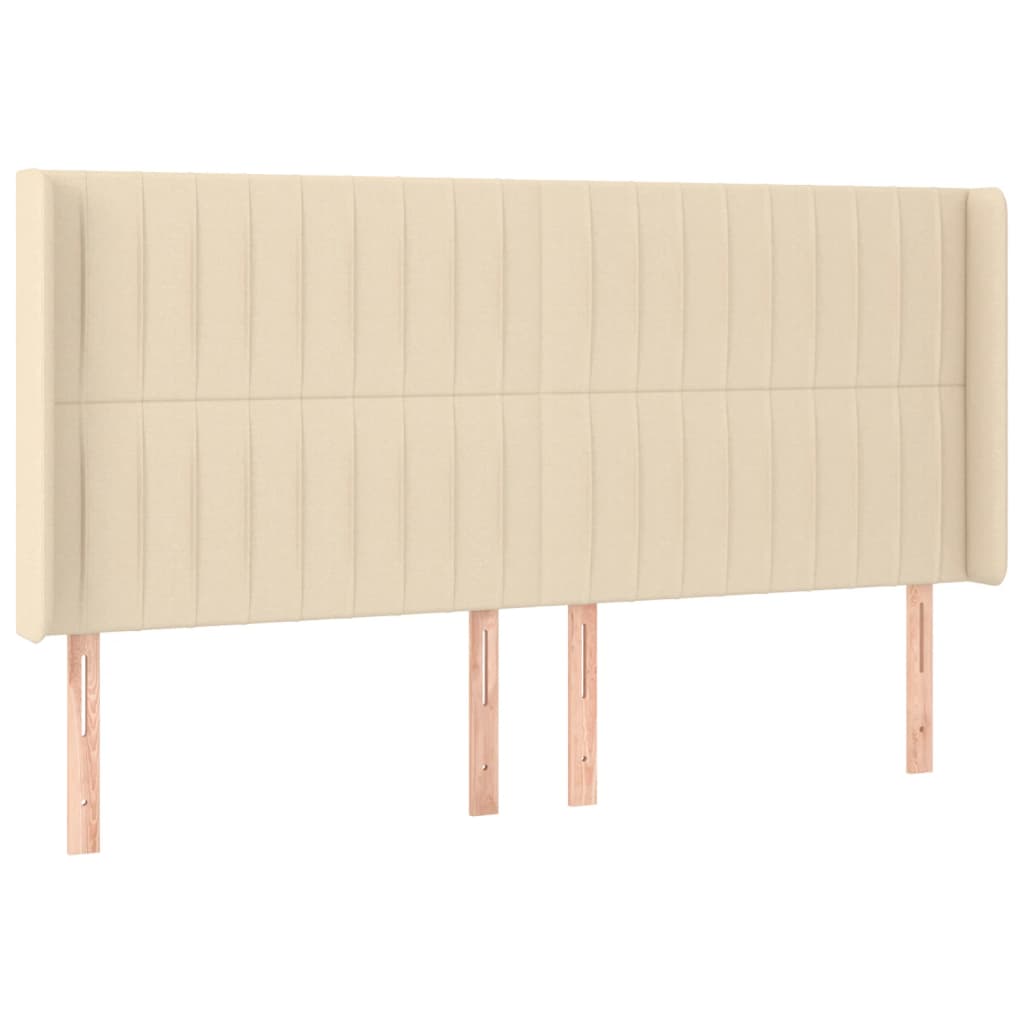 Vidaxl cabeceira de cama c/ abas tecido 163x16x118/128 cm cor crème