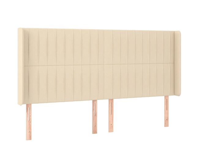 Vidaxl cabeceira de cama c/ abas tecido 163x16x118/128 cm cor crème
