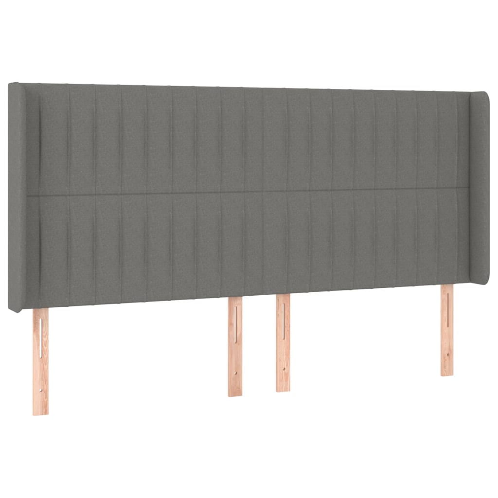 Vidaxl cabeceira cama c/ abas tecido 203x16x118/128 cm cinzento-escuro