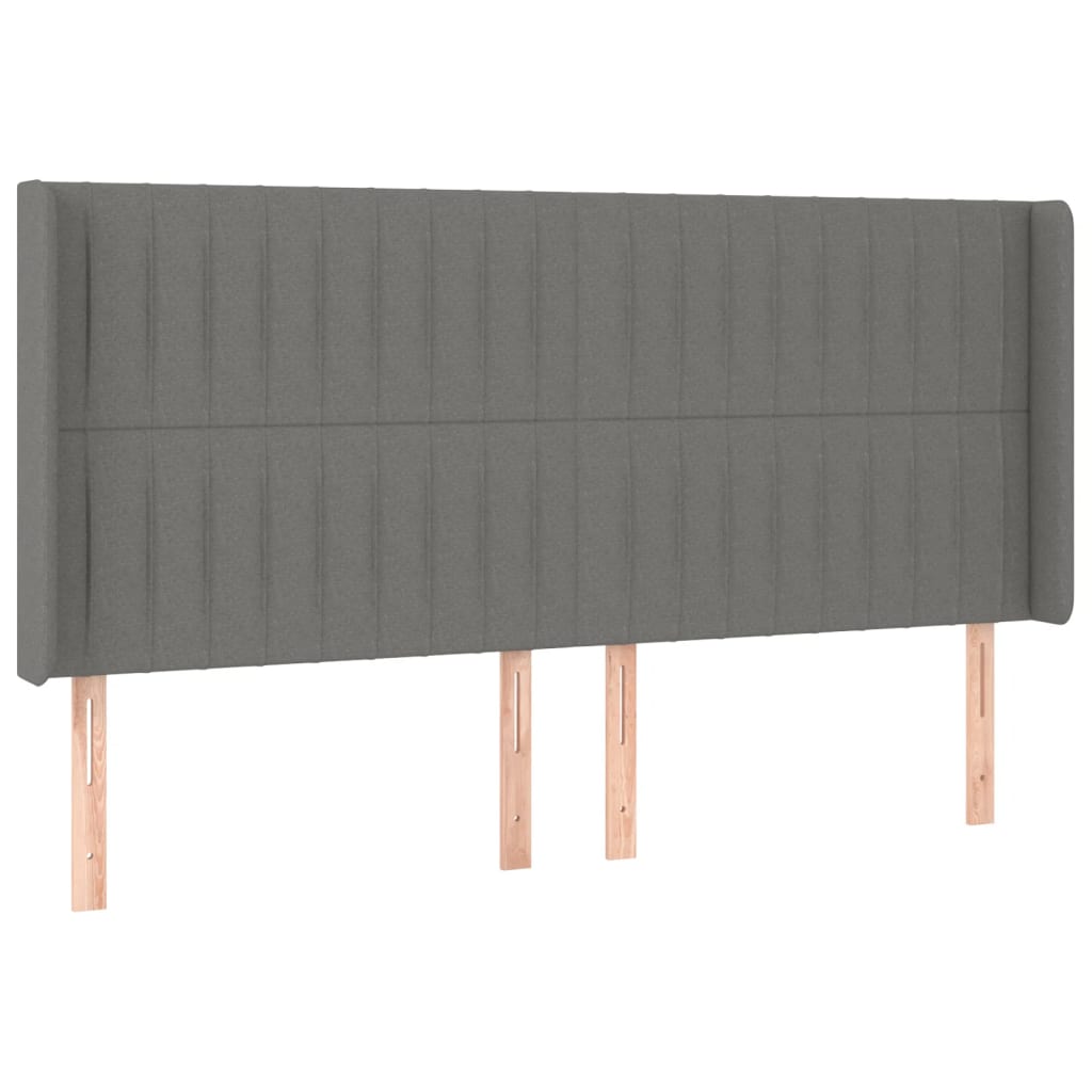 Vidaxl cabeceira cama c/ abas tecido 163x16x118/128 cm cinzento-escuro