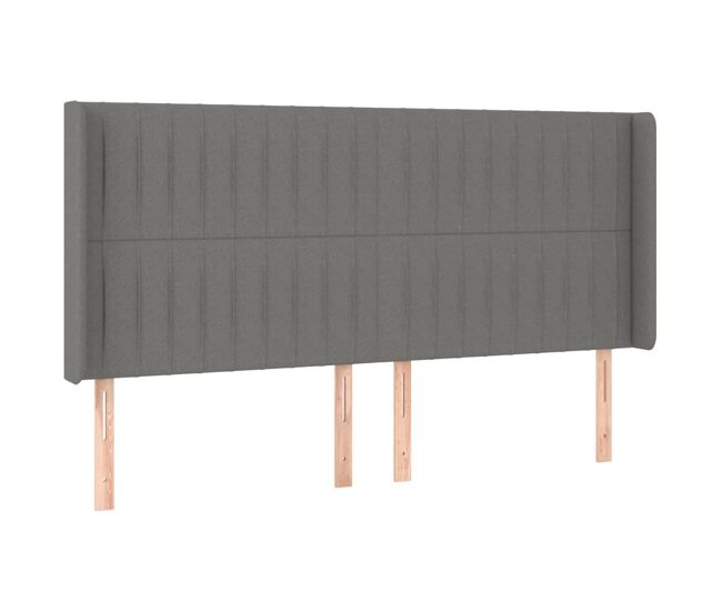 Vidaxl cabeceira cama c/ abas tecido 163x16x118/128 cm cinzento-escuro