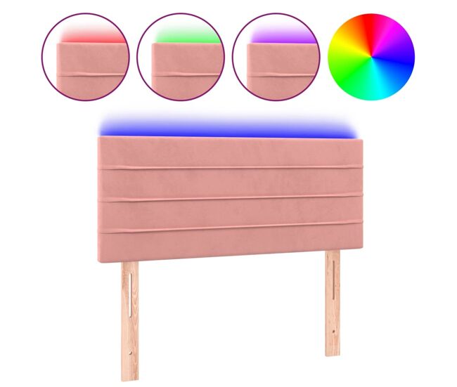 Vidaxl cabeceira de cama c/ luzes led veludo 90x5x78/88 cm rosa
