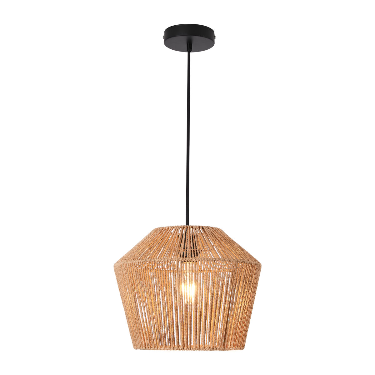 Candeeiro suspenso sela metal + corda 158 x ø 33 cm - preto e bege [lux.pro] [lux.pro].