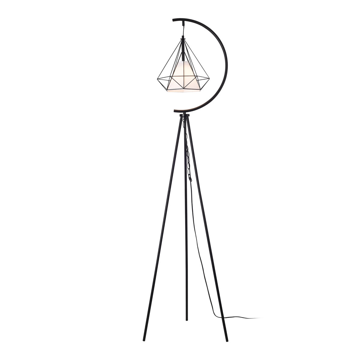 Candeeiro de pé metálico austell 171 cm - preto/branco [lux.pro]