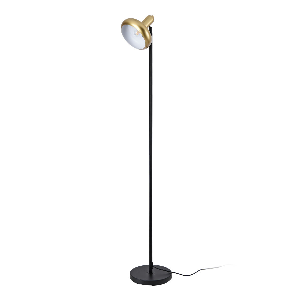 Candeeiro de pé namsos 1x e27 60w metal 156xø30 cm - preto/dourado [lux.pro]