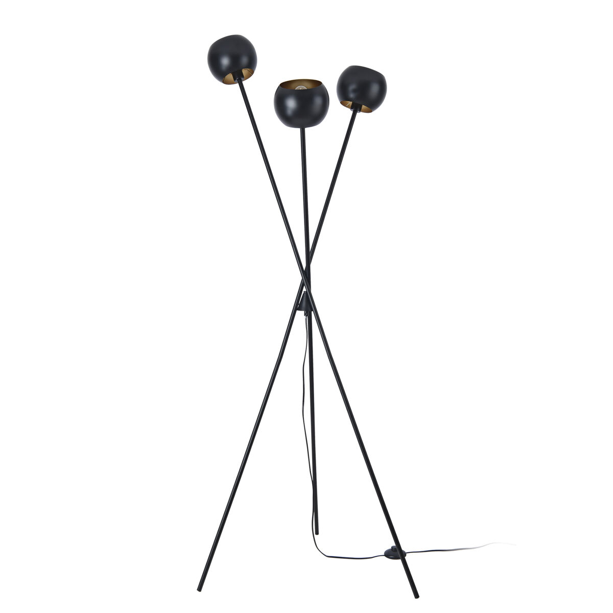 Candeeiro de pé namsos 3x e14 40w metal 161x58 cm - preto/dourado [lux.pro]