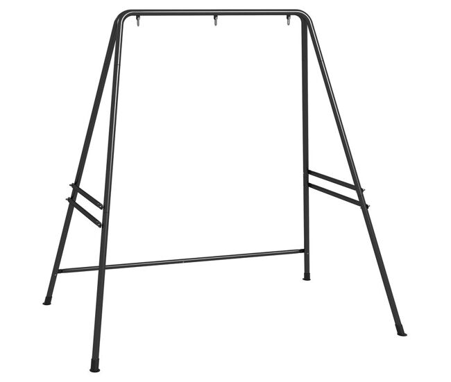 Outsunny suporte para cadeira suspensa 130 cm suporte para baloiço com estrutura em aço capacidade 150 kg para pátio terraço varanda jardim preto