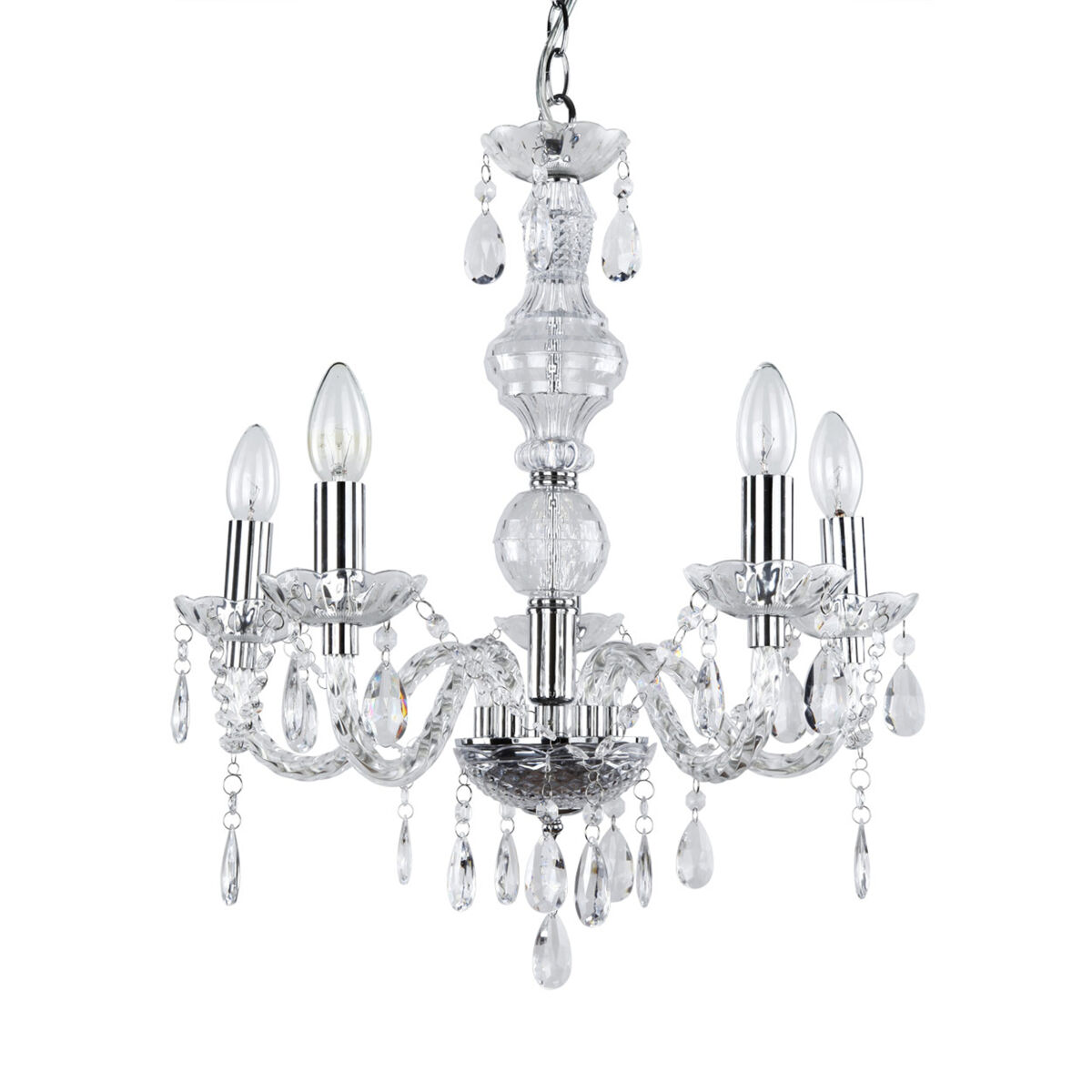 Candelabro - 150 x ø 52 cm - 5 x e14 - metal, plástico cromado [lux.pro].