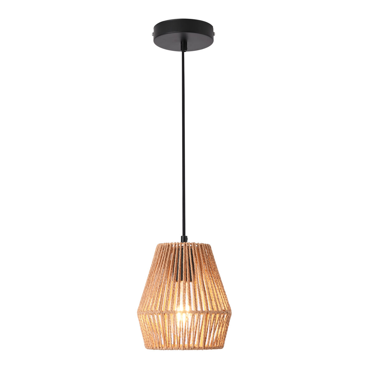Candeeiro suspenso liverpool metal + corda 160 x ø 18 cm - preto e bege [lux.pro] [lux.pro].