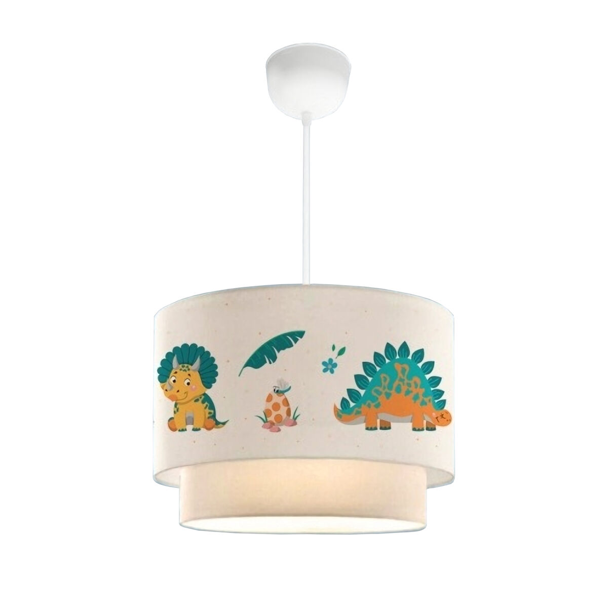 Candeeiro pendente para crianças lurgan 1xe27 20 w motivo dinossauro tecido plástico 70xø30 cm multicolor [lux.pro] [lux.pro].