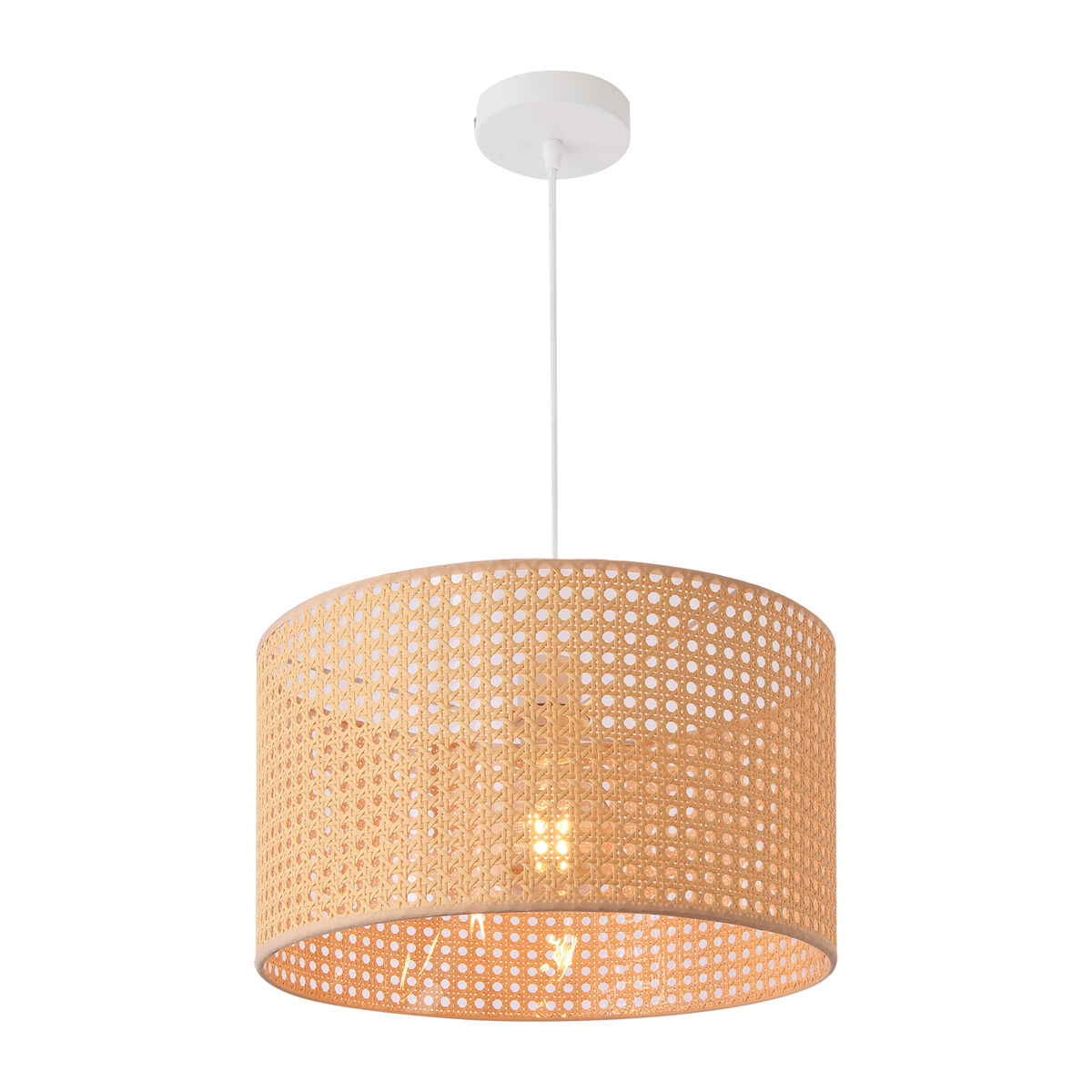 Candeeiro suspenso shrewsbury ajustável em altura metal + plástico 1 x e27 160 x ø 32 cm - branco e bege [lux.pro] [lux.pro].