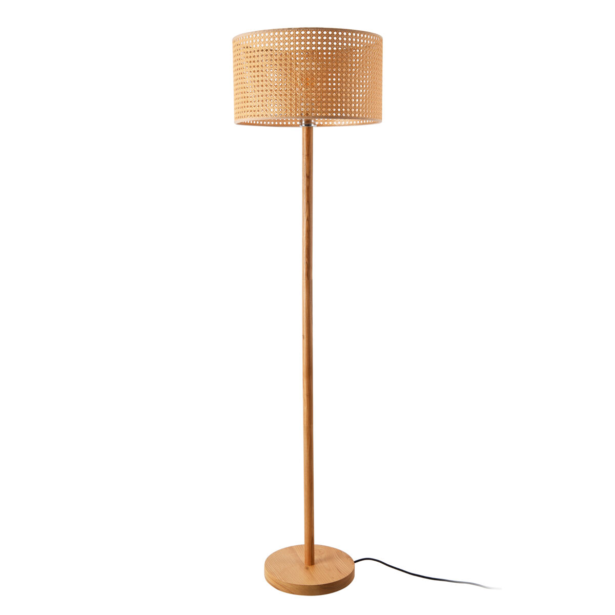 Candeeiro de pé rochdale 1xe27 60 w madeira/rattan 154 x ø 40 cm castanho natural/amarelado [lux.pro] [lux.pro].