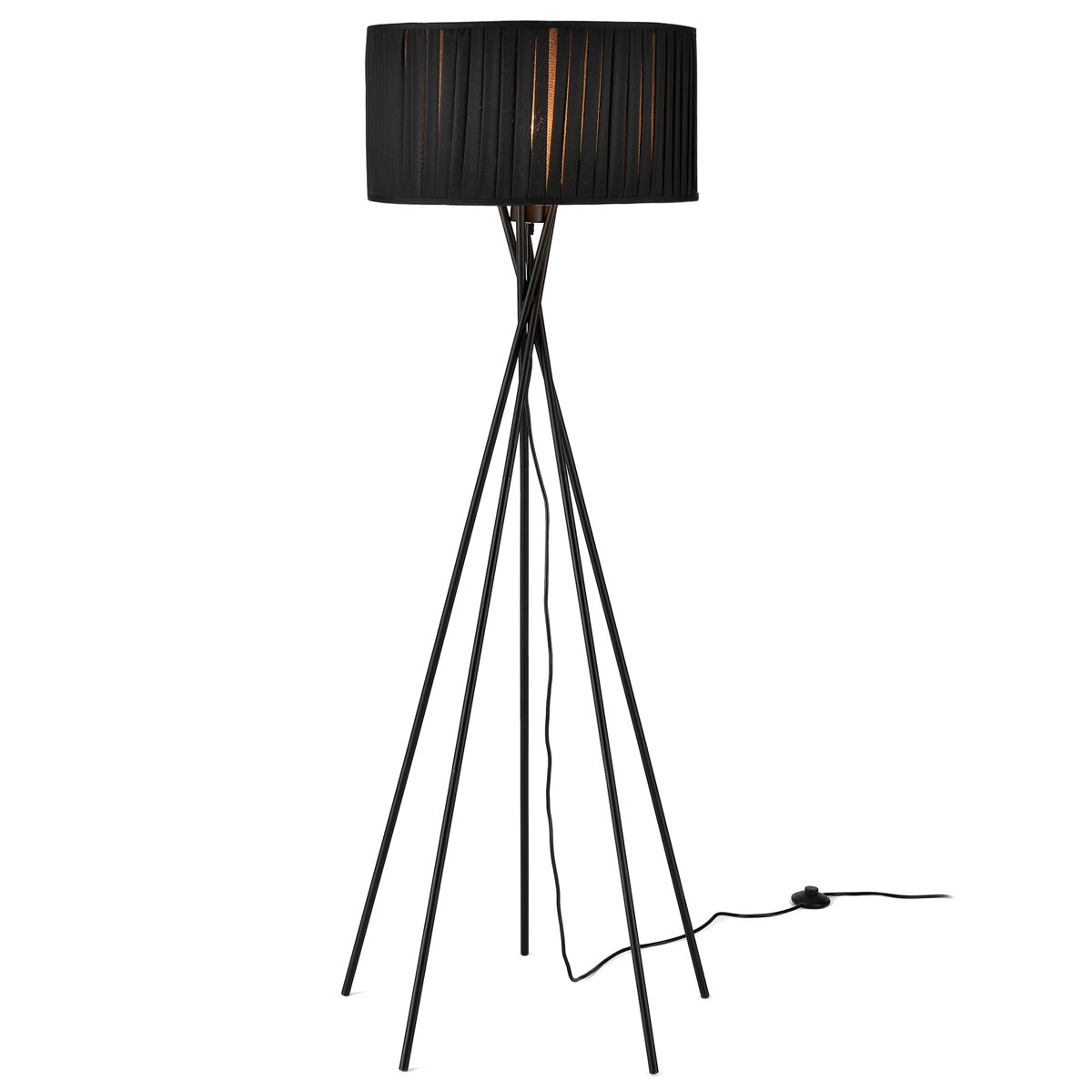[lux.pro] candeeiro de pé 'black mikado' - sem lâmpada - e27 / 60 w / 230 v - preto (155cm - 48 cm) - design