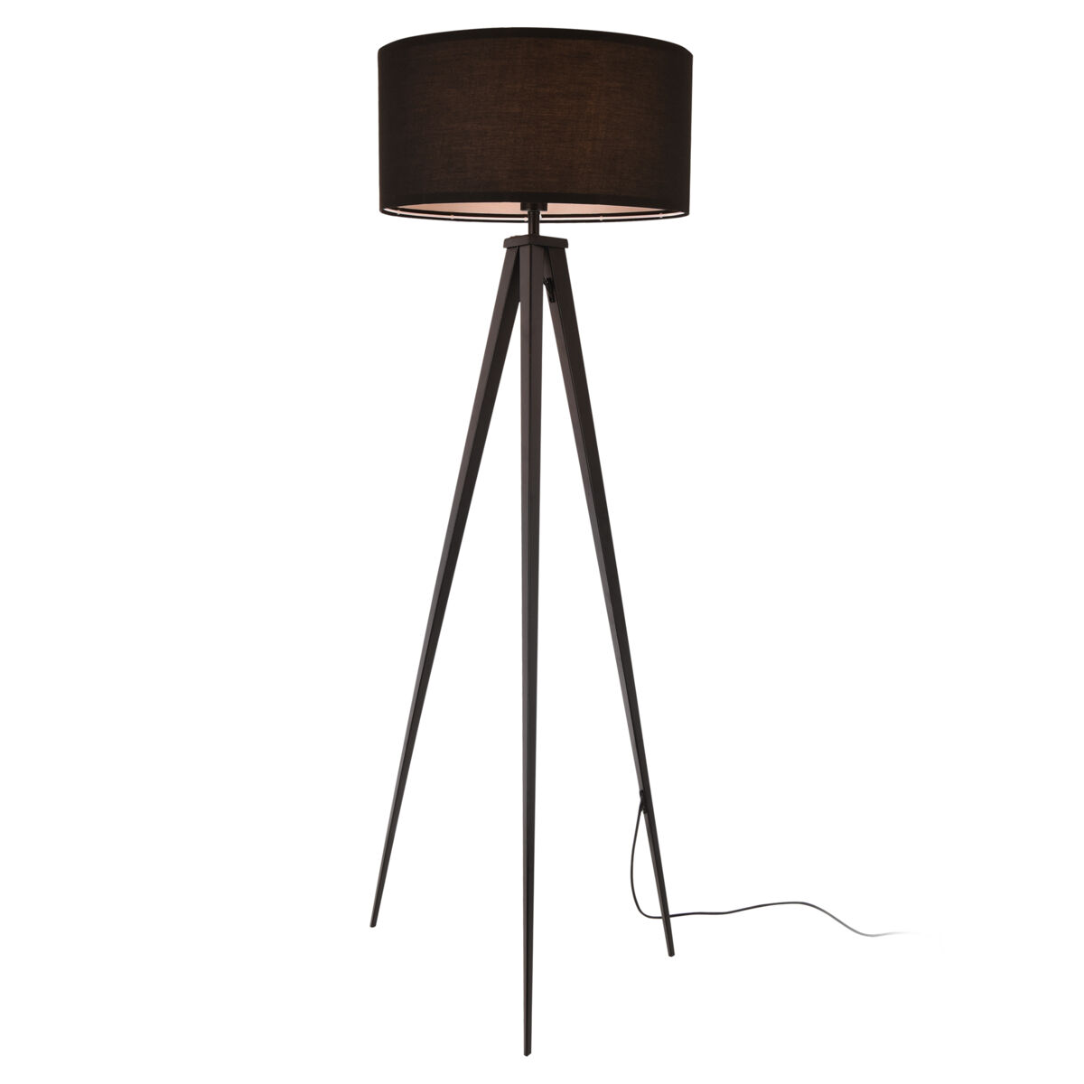 Candeeiro de pé faro - tripé 153 x ø50 cm tecido metálico - preto - 1 x e27 - 60w [lux.pro] [lux.pro].