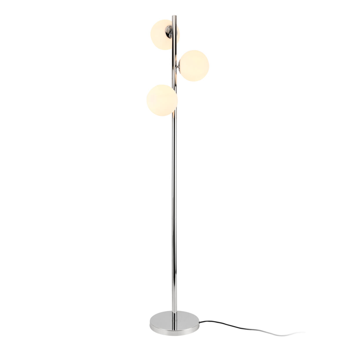 Candeeiro de pé gent - 154 x ø 25 cm - metal vidro - 3 x e14 - cromado e branco [lux.pro].