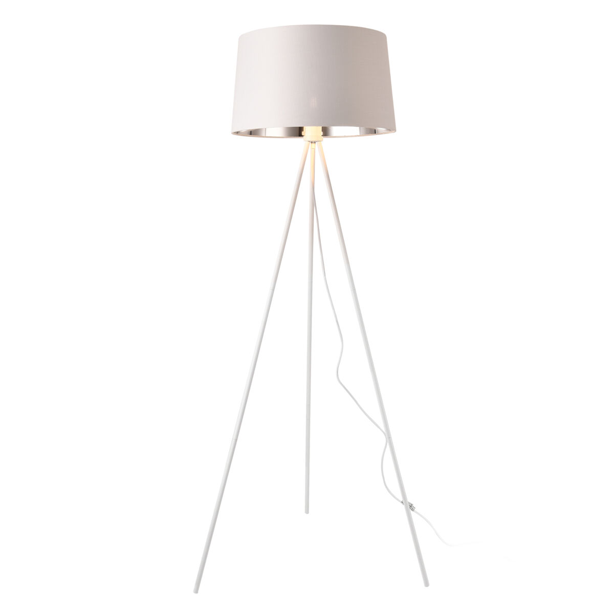 Candeeiro de pé manchester - tecido metálico - 150 x ø 45 cm - branco e prateado - 1 x e27 [lux.pro] [lux.pro].