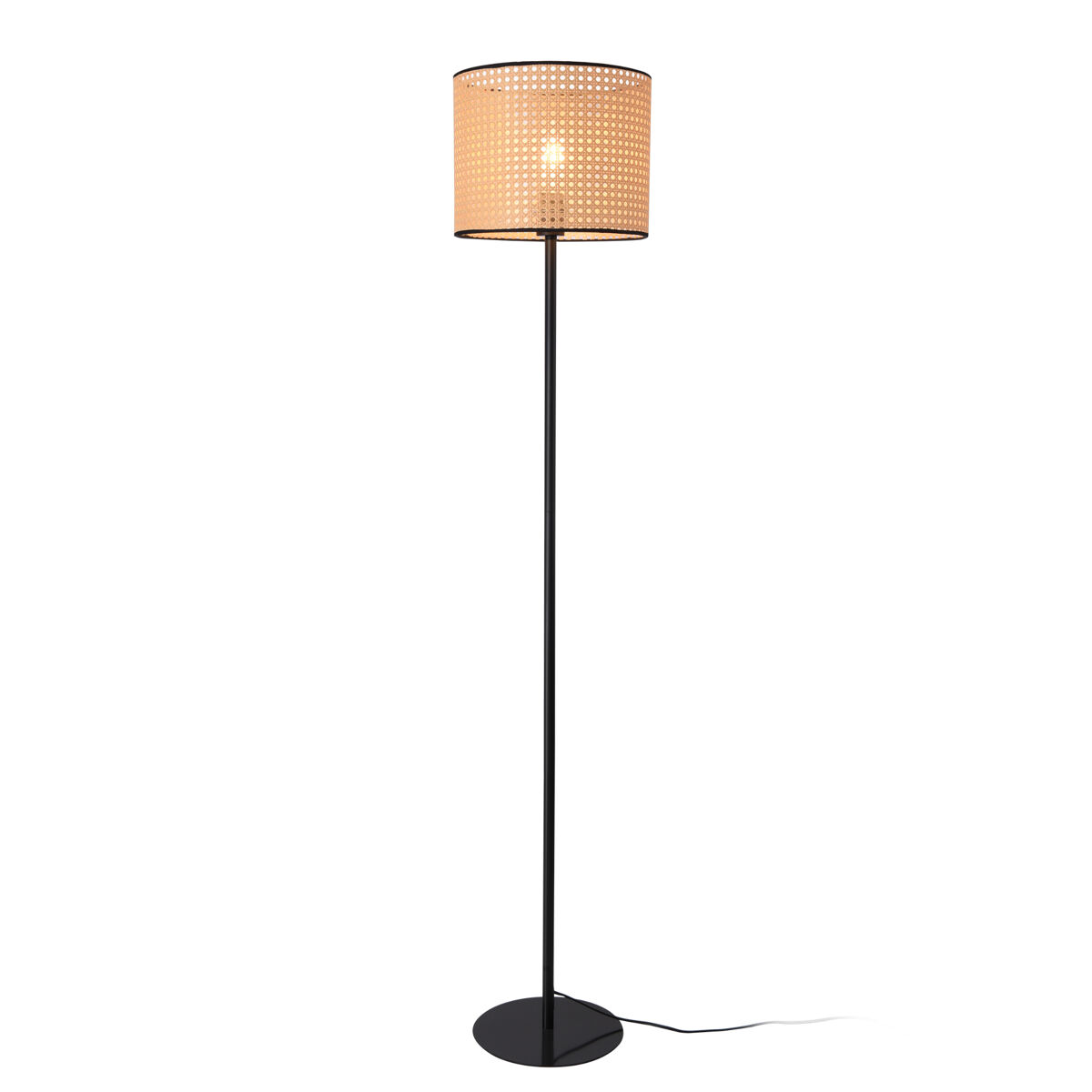 Candeeiro de pé helens com abajur de rotim em metal e plástico 154 x ø 30 cm - preto / bege [lux.pro] [lux.pro].