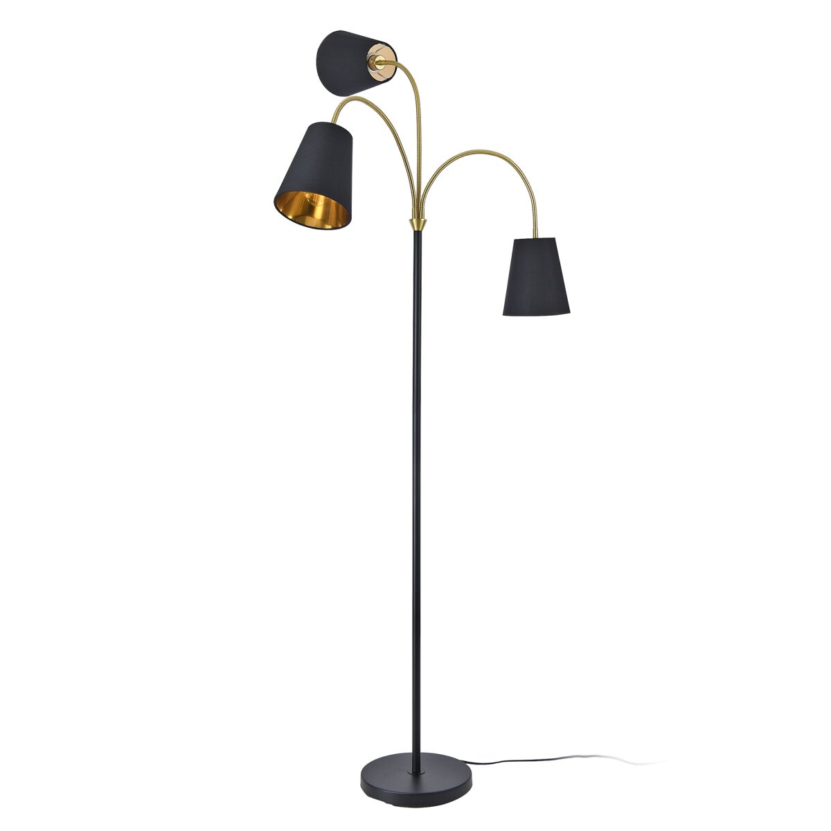 Candeeiro de pé wycombe 3x e14 40w metal tecido 154x88 cm - preto/dourado [lux.pro]