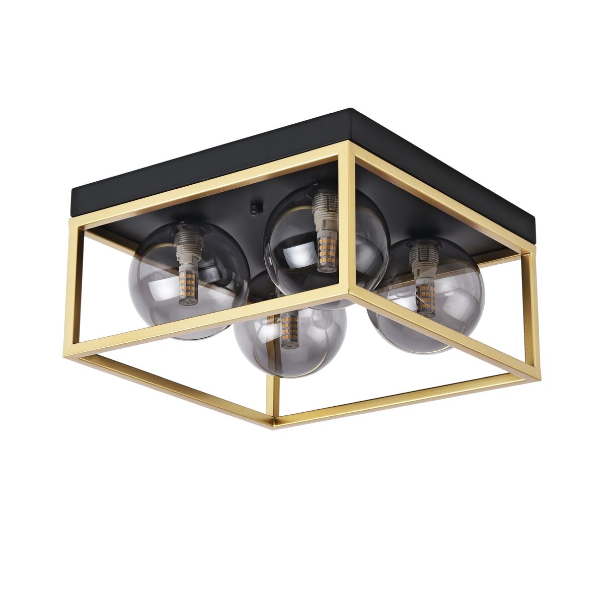 Candeeiro de teto widnes 4x g9 28w metal/vidro 15x28x28cm- preto/dourado [lux.pro]