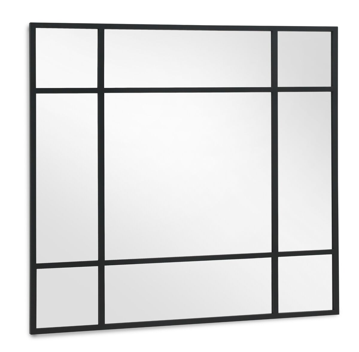 Espelho quadrado 130x130 estrutura metal preto