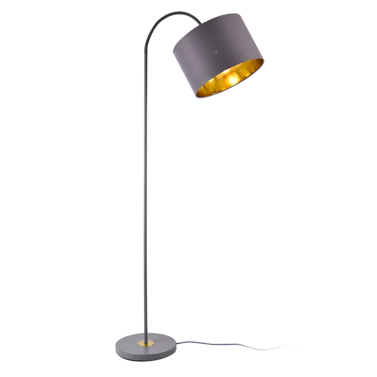 Candeeiro de pé toledo -173 x ø35 cm - abajur basculante e giratório - cinzento - 1 x e27 - 60w [lux.pro] [lux.pro].