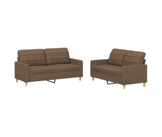 Vidaxl 2 pcs conjunto de sofás com almofadões tecido castanho