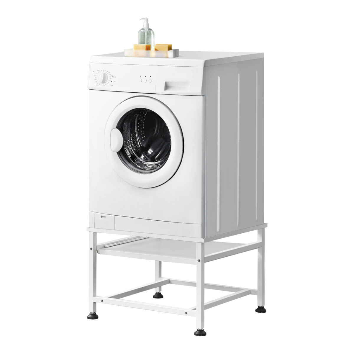 Pedestal para máquina de lavar roupa com prateleira máx. 150 kg aço sinterizado 63 x 54 x 41 cm - branco [en.casa]