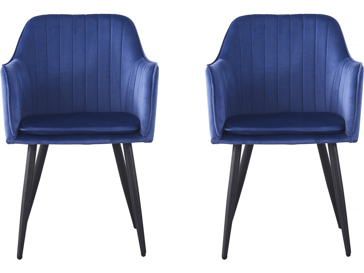 Conjunto de 2 cadeiras de veludo "velma" com braços - bleu