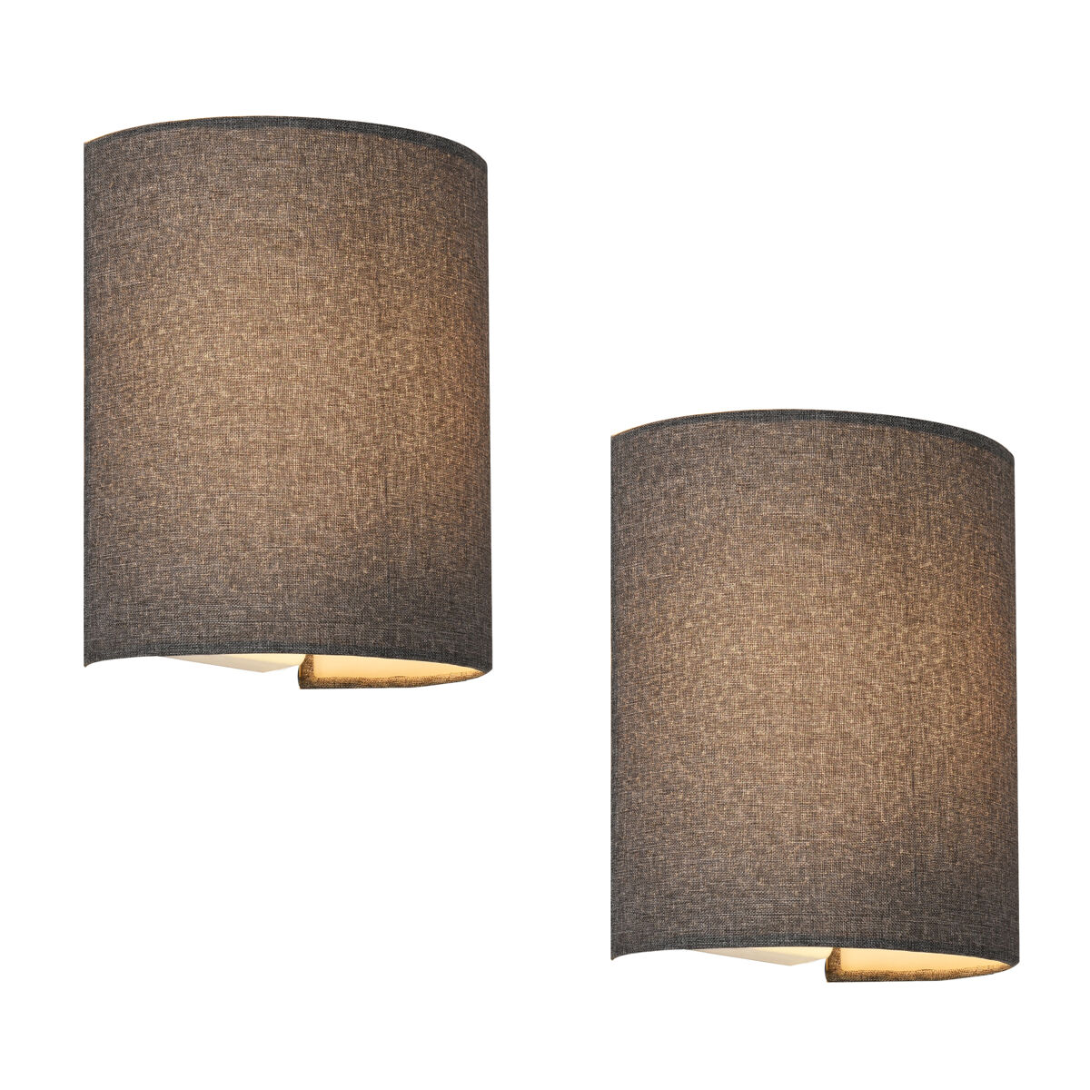 Conjunto de 2 candeeiros de parede modernos brüssel 1x e27 60 w têxtil de linho 20 x 18 x 13 cm - cinzento [lux.pro] [lux.pro].
