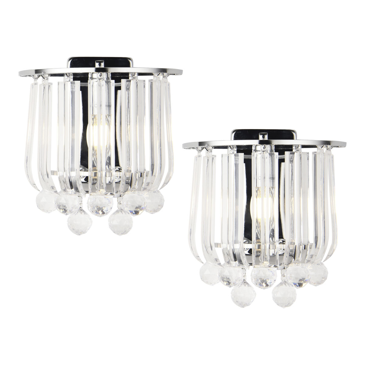 Conjunto de 2 arandelas de parede alnwick 1xe14 metal-plástico 24x22x15cm - cromado[lux.pro]