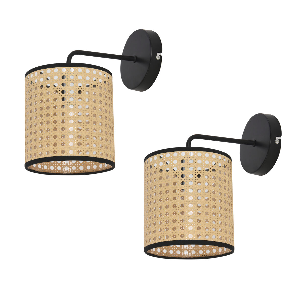 Conjunto de 2 candeeiros de parede southend modern 1x e14 40 w metal-plástico 25 x ø 16 cm - preto e bege [lux.pro] [lux.pro].