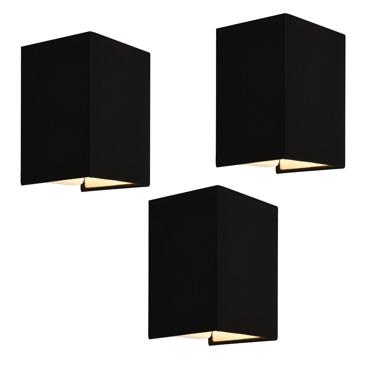 Conjunto de 3 candeeiros de parede modernos schwerin 1x e27 60 w têxtil de linho 20 x 16 x 13 cm - preto [lux.pro].