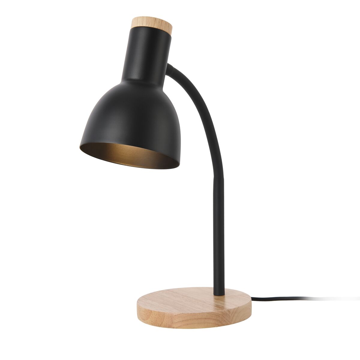 Candeeiro de mesa woodley design industrial 1x e14 40 w metal + madeira 37 x 15 x 15 cm - preto e madeira [lux.pro].