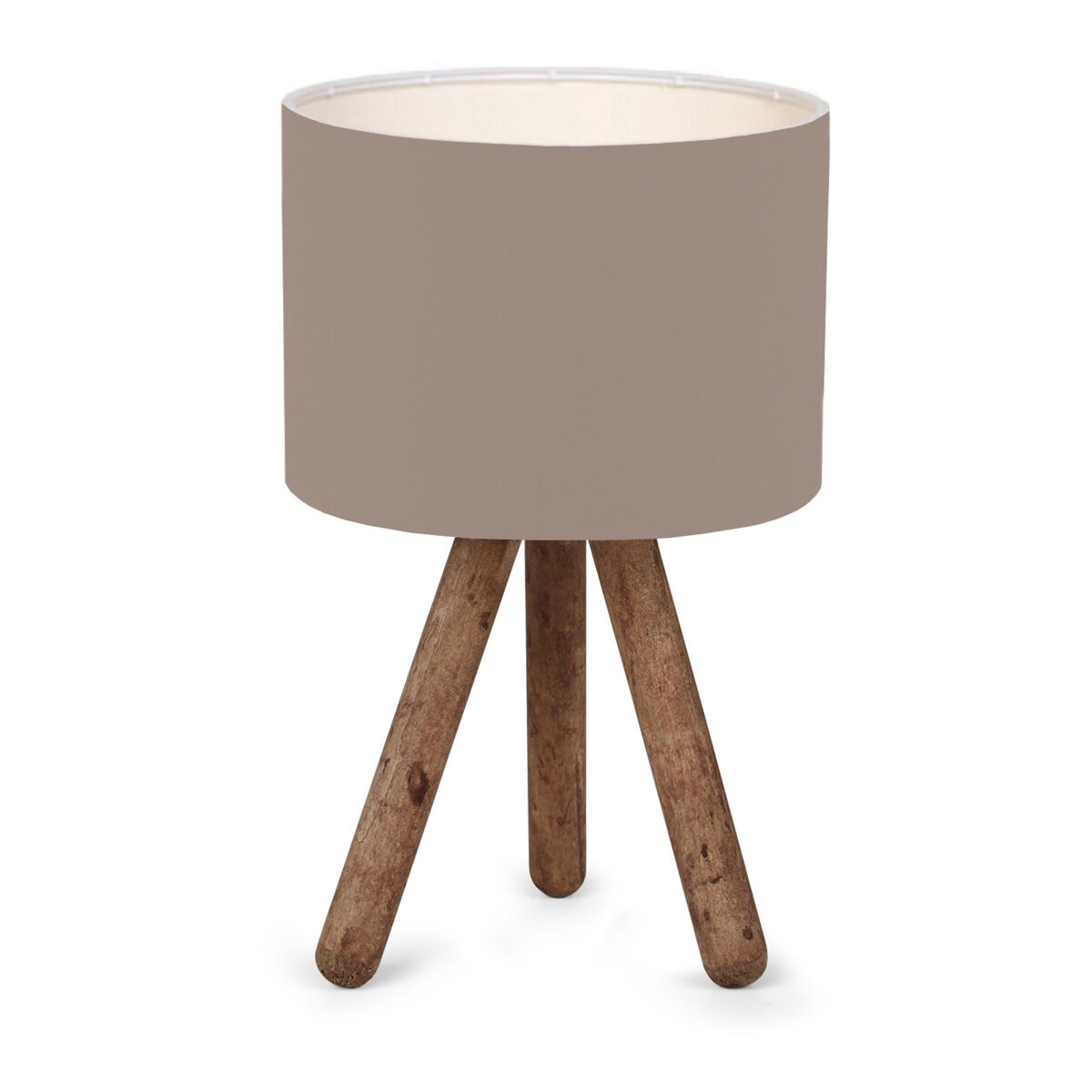 Candeeiro de mesa preston 1xe27 20 w madeira / tecido 15 x ø 18 cm cor de areia / efeito madeira [lux.pro] [lux.pro].