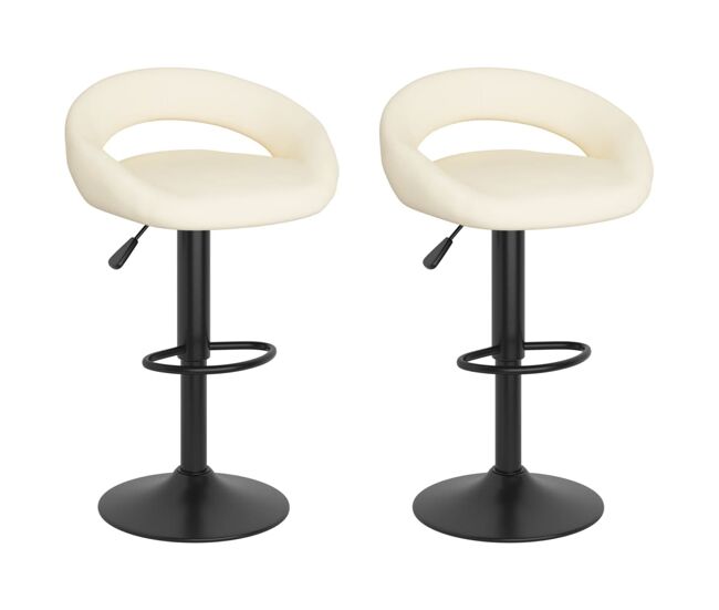 Vidaxl bancos de bar 2 pcs veludo creme